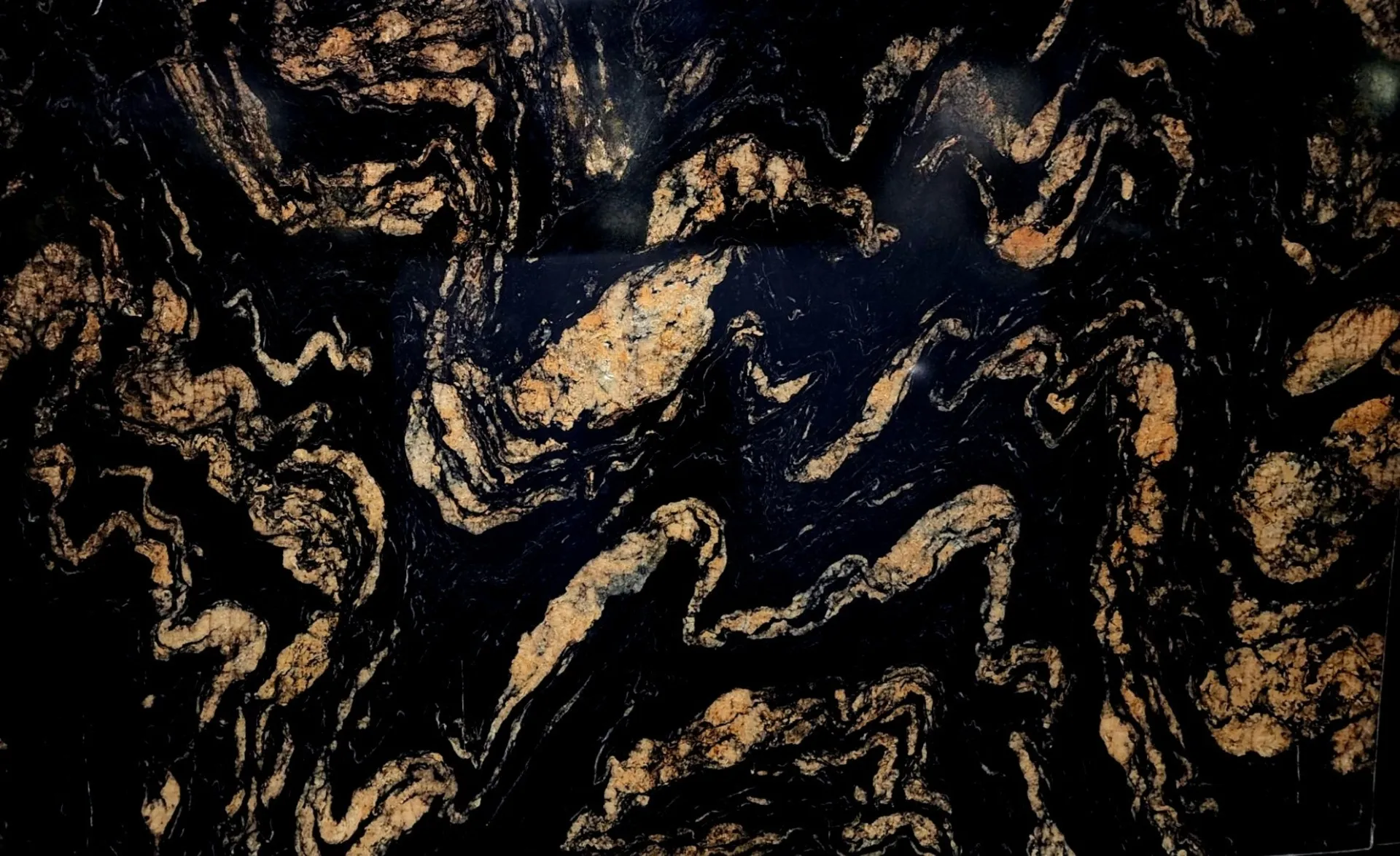 Closeup image of Titanium Black Granite countertop slab