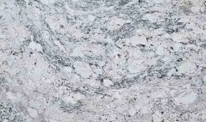 Closeup image of White Ice Premium Grey Granite countertop slab