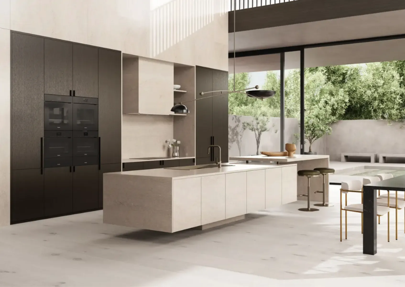 Image of installed Cambria MonTaaj Beige Quartz countertops