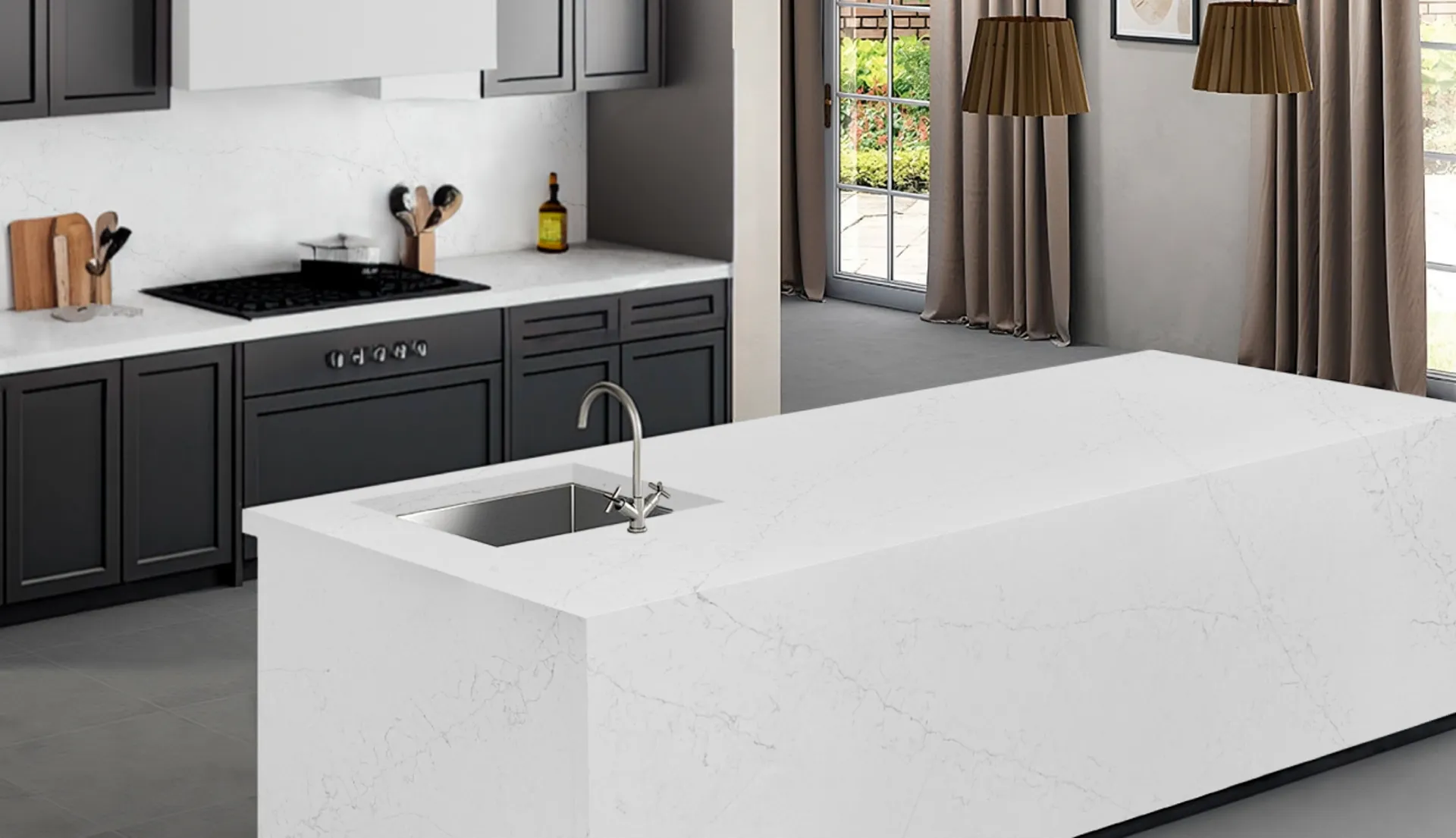 Prime Acropolis Quartz Countertops at Stratus Surfaces Austin