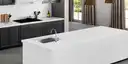 Image of installed Stratus Quartz Prime Acropolis White Quartz countertops