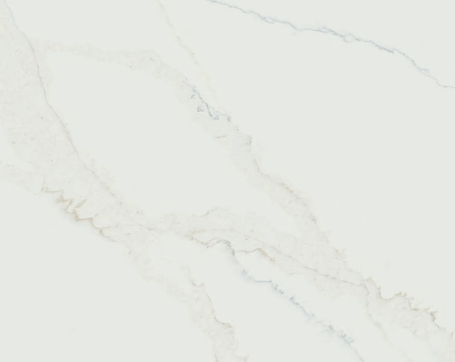 Closeup image of Q Quartz Calacatta Safyra White Quartz countertop slab