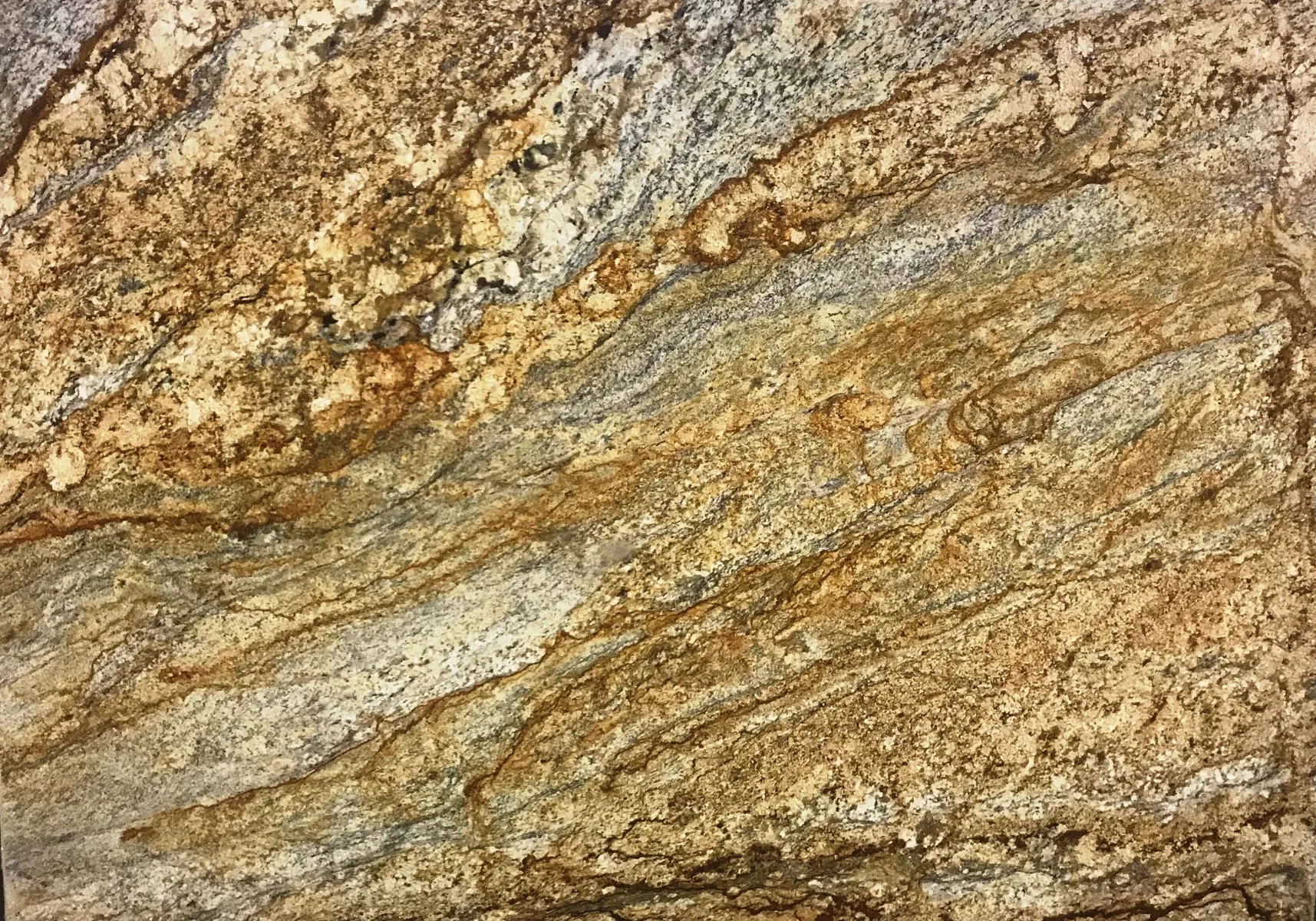 Closeup image of Yellow River Brown Granite countertop slab