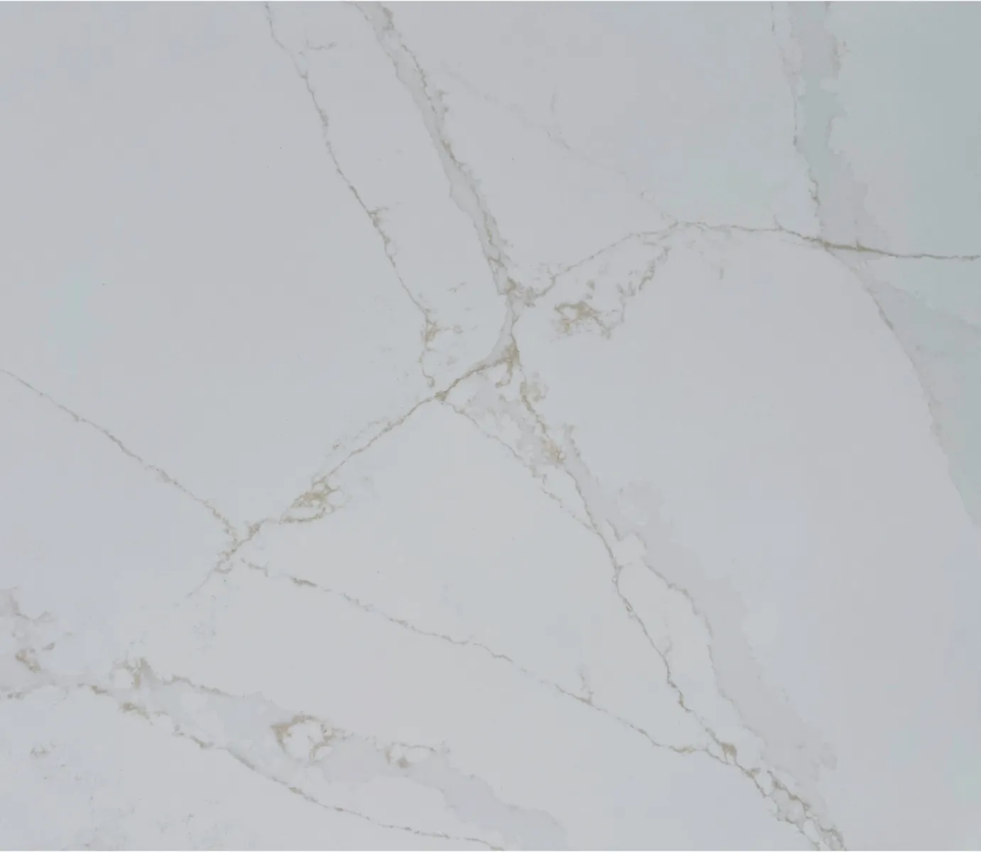 Closeup image of CRS Quartz Honey Dew Super Jumbo White Quartz countertop slab