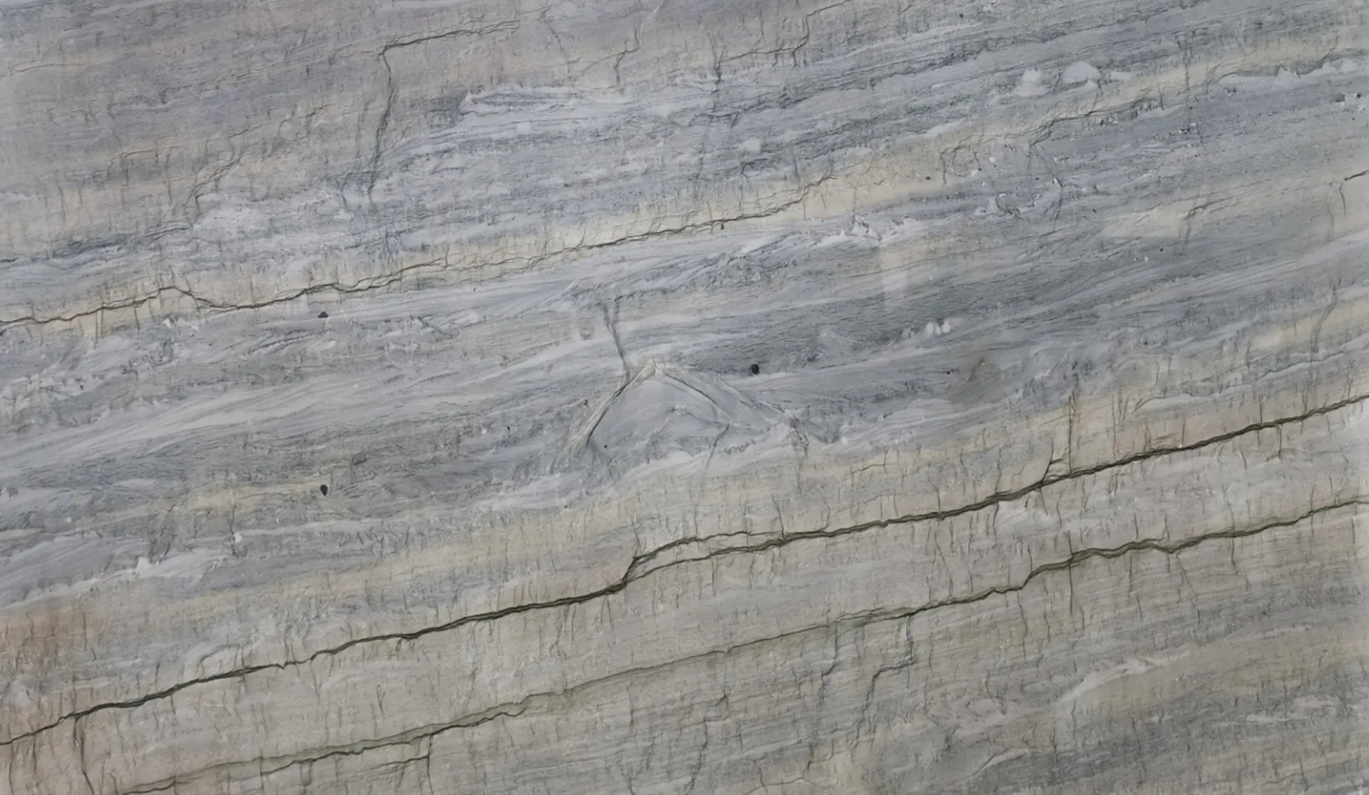 Closeup image of Leblon Grey Quartzite countertop slab
