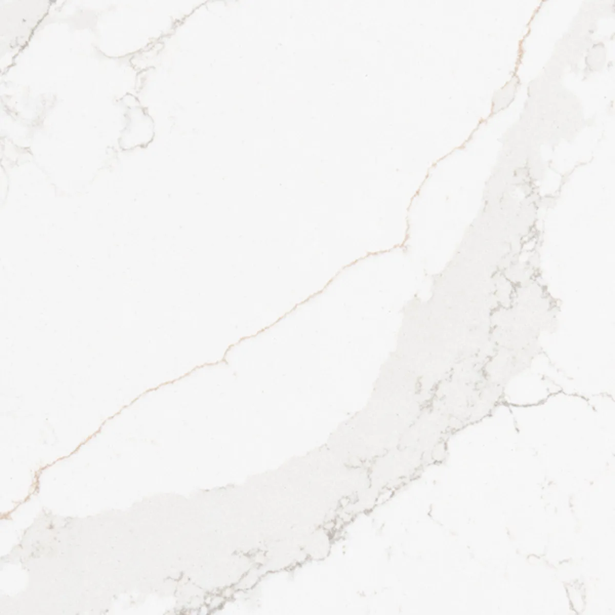 Closeup image of Viatera Calacatta Suprema Brushed White Quartz countertop slab