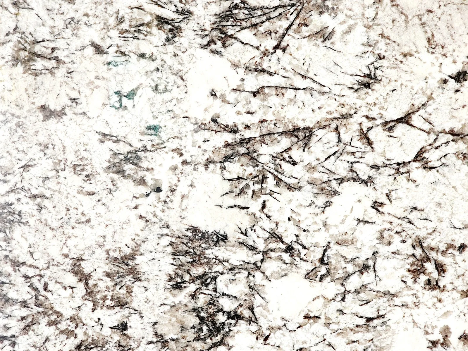 Closeup image of White Orion White Granite countertop slab