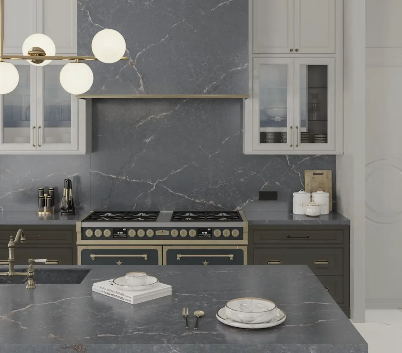 Image of installed Silestone Parisien Blue Blue Quartz countertops