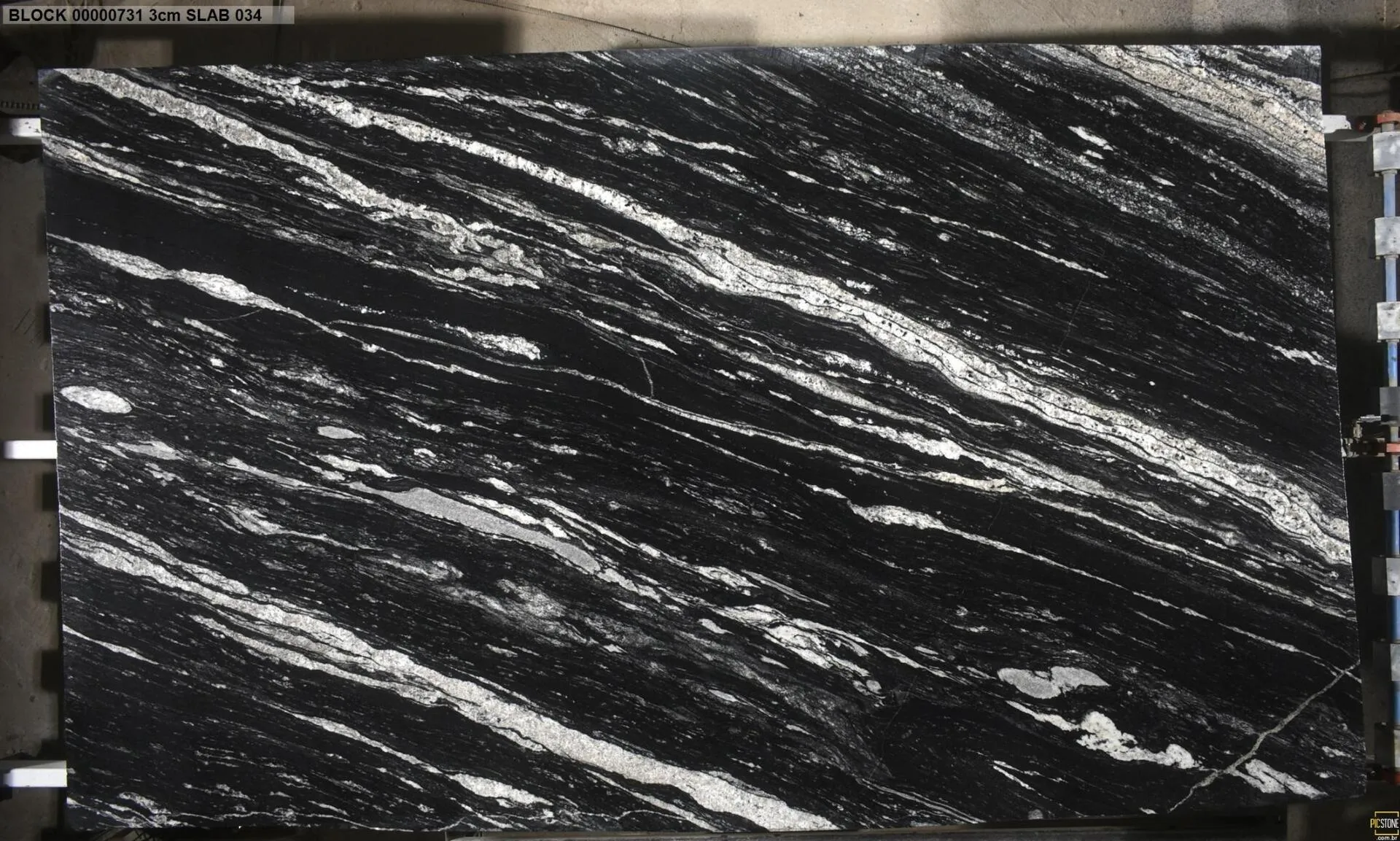 Closeup image of Black Storm Black Granite countertop slab