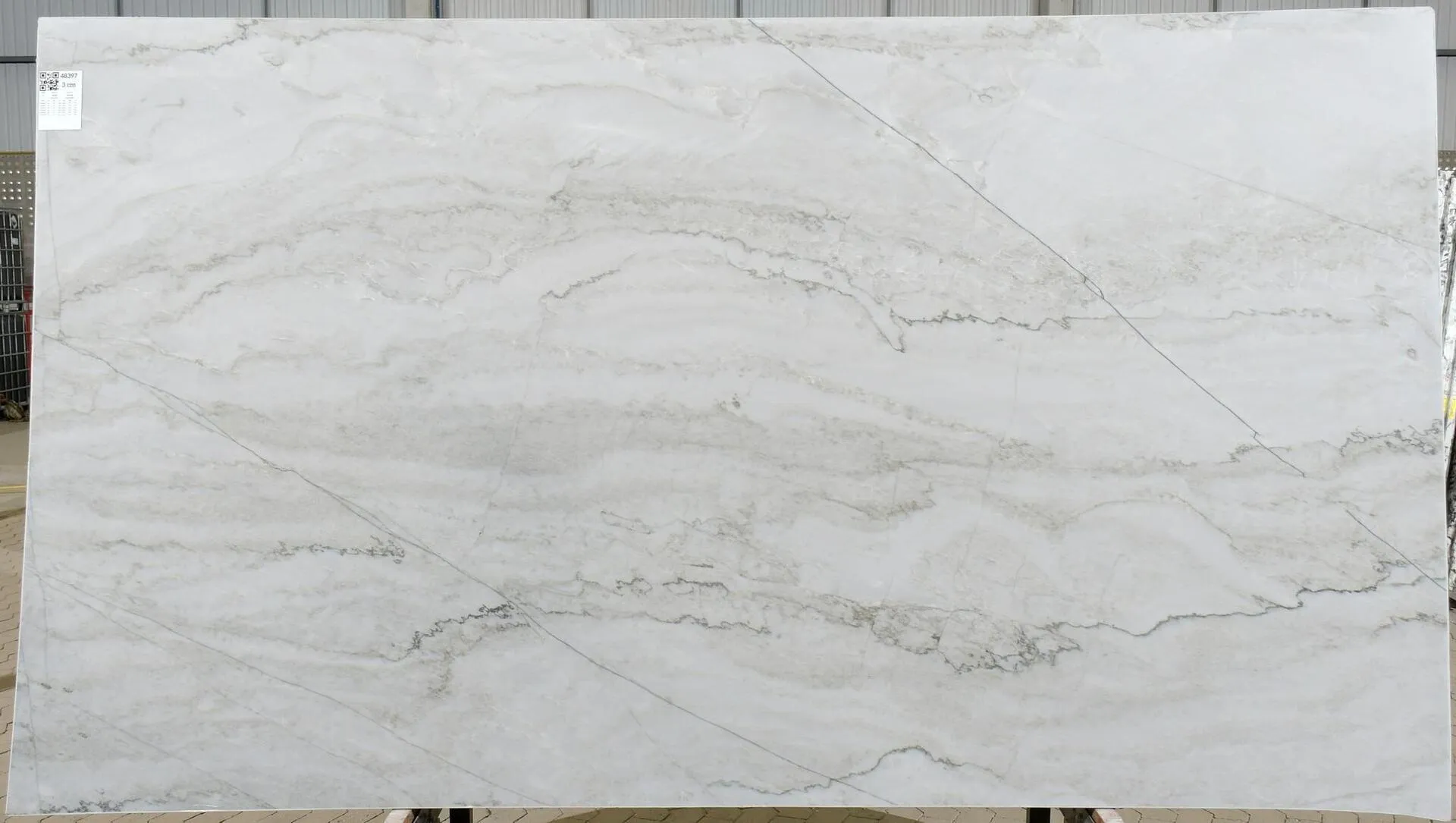 Closeup image of White Pearl 1st Choice White Quartzite countertop slab