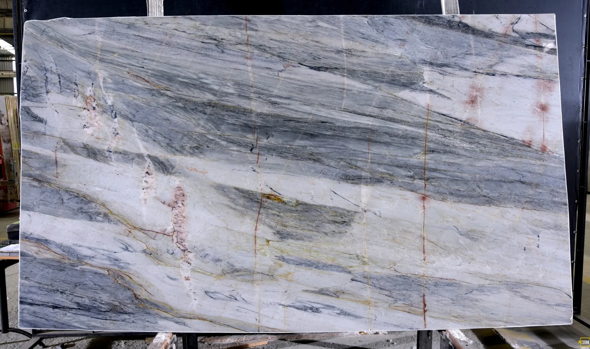 Closeup image of Ijen Blue 1st Choice Grey Quartzite countertop slab