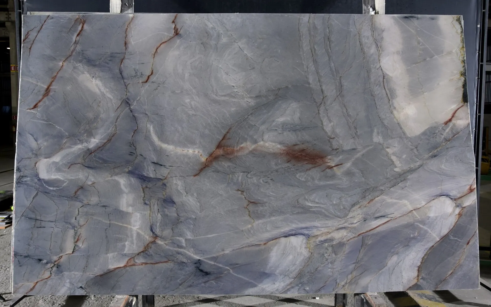 Closeup image of Mystic Blue Quartzite Grey Quartzite countertop slab
