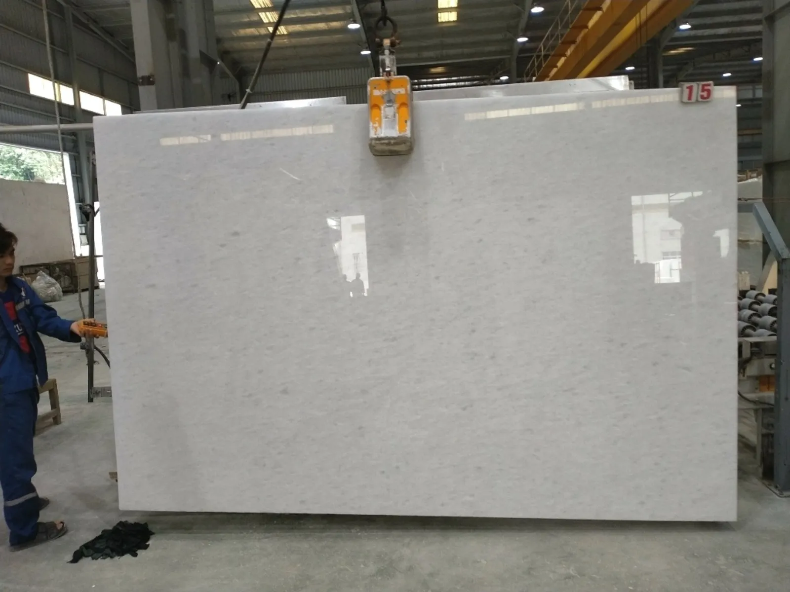 Closeup image of Opal White White Marble countertop slab