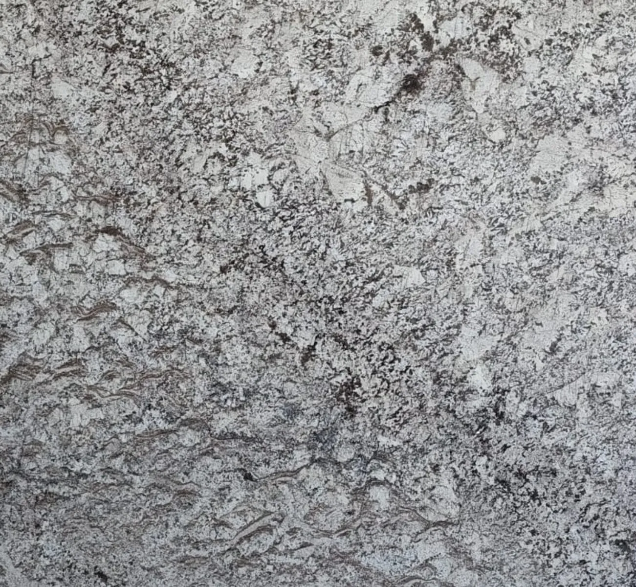 Closeup image of Branco Equador Grey Granite countertop slab