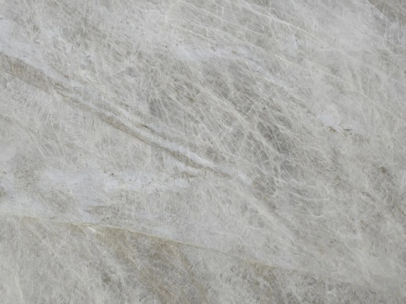 Closeup image of Taj Mahal Santana Grey Quartzite countertop slab