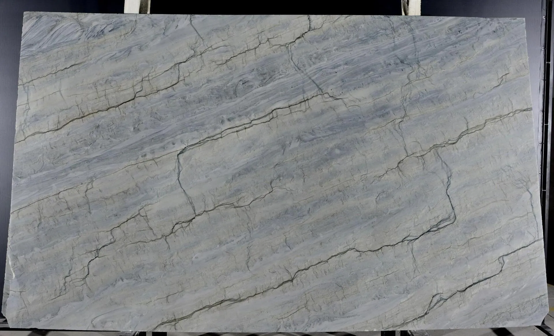 Closeup image of Infinity Blue 1st Choice Grey Quartzite countertop slab