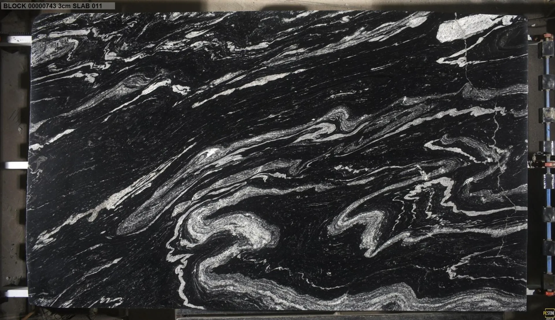 Closeup image of Black Storm 1st Choice Black Granite countertop slab