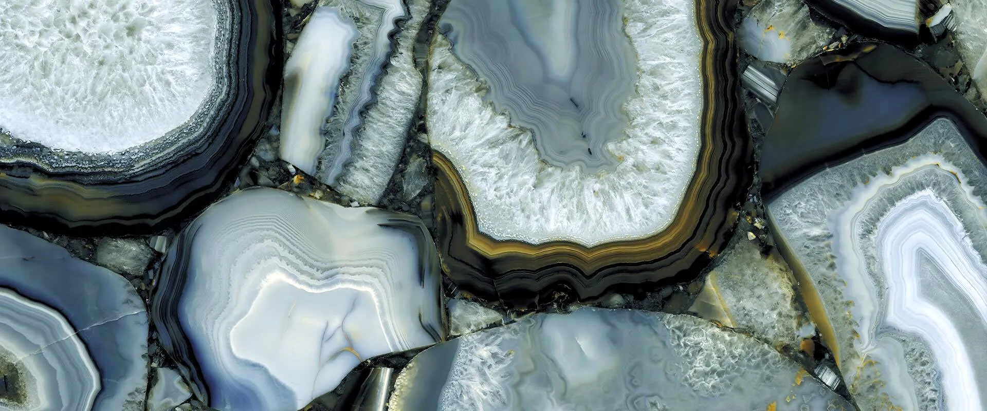 Closeup image of Aggranite Porcelain Agate Azur Lappato Grey Porcelain countertop slab