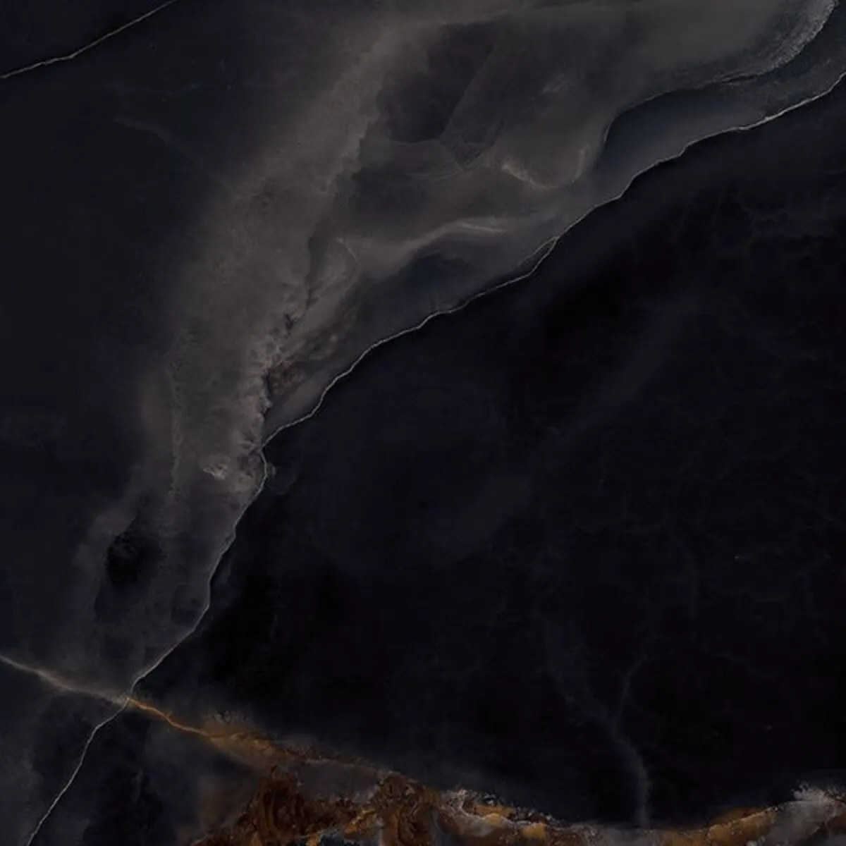 Closeup image of Aggranite Porcelain Onyx Black Lappato Black Porcelain countertop slab