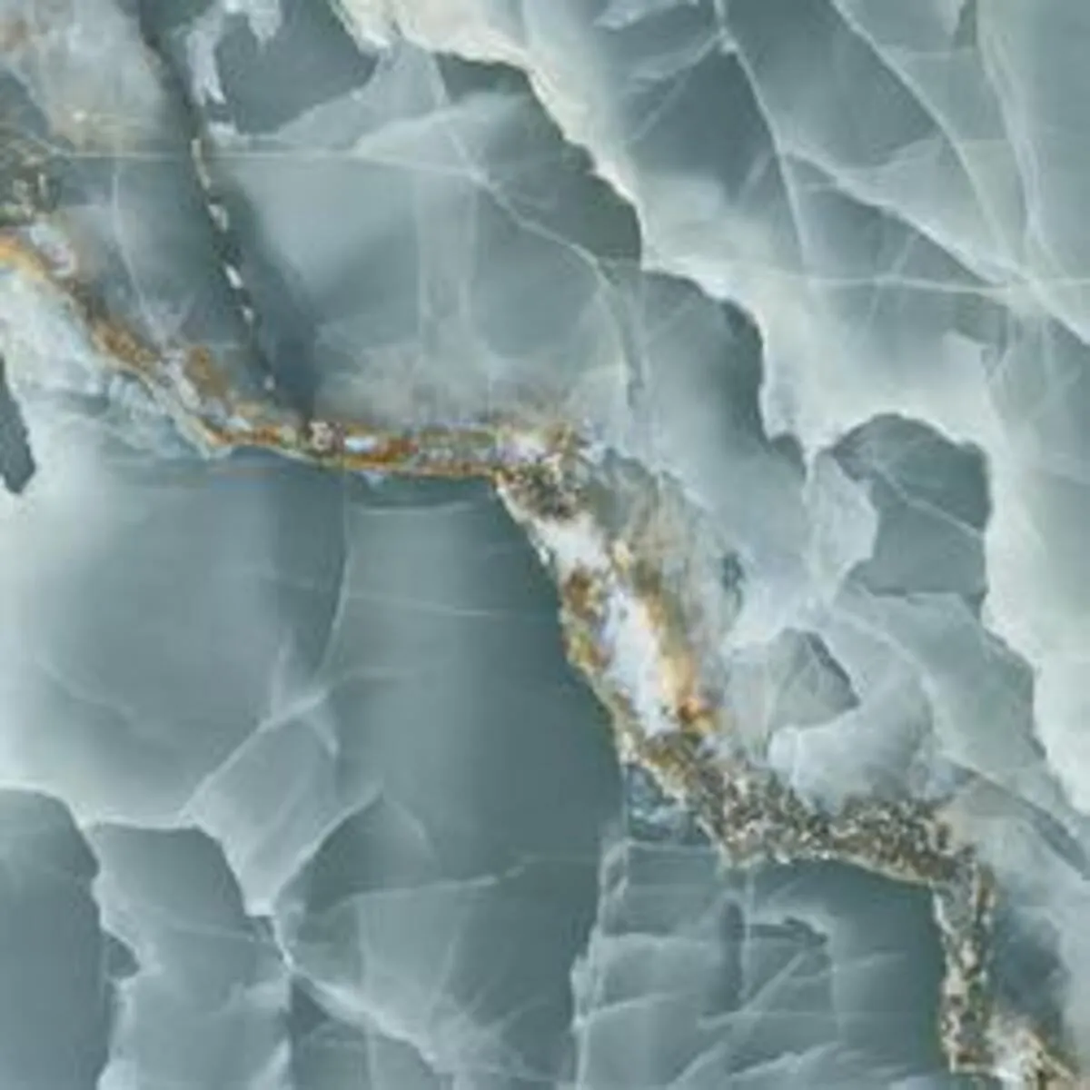 Closeup image of Aggranite Porcelain Onyx Green Lappato Blue Porcelain countertop slab