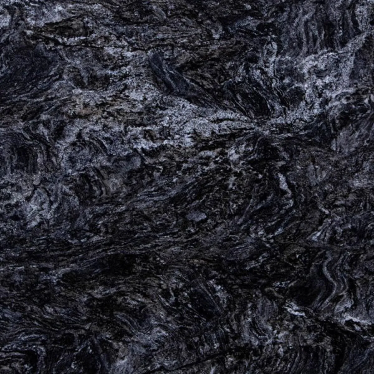 Closeup image of Lava Vecchia Black Granite countertop slab