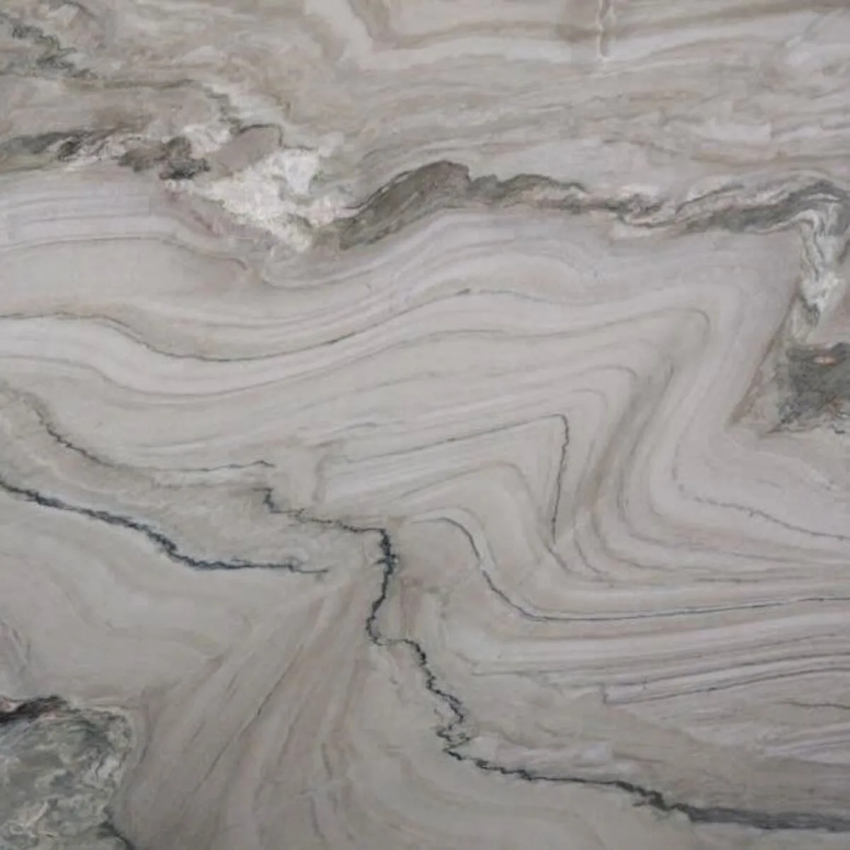 Closeup image of Macaubas Fantasy Grey Quartzite countertop slab