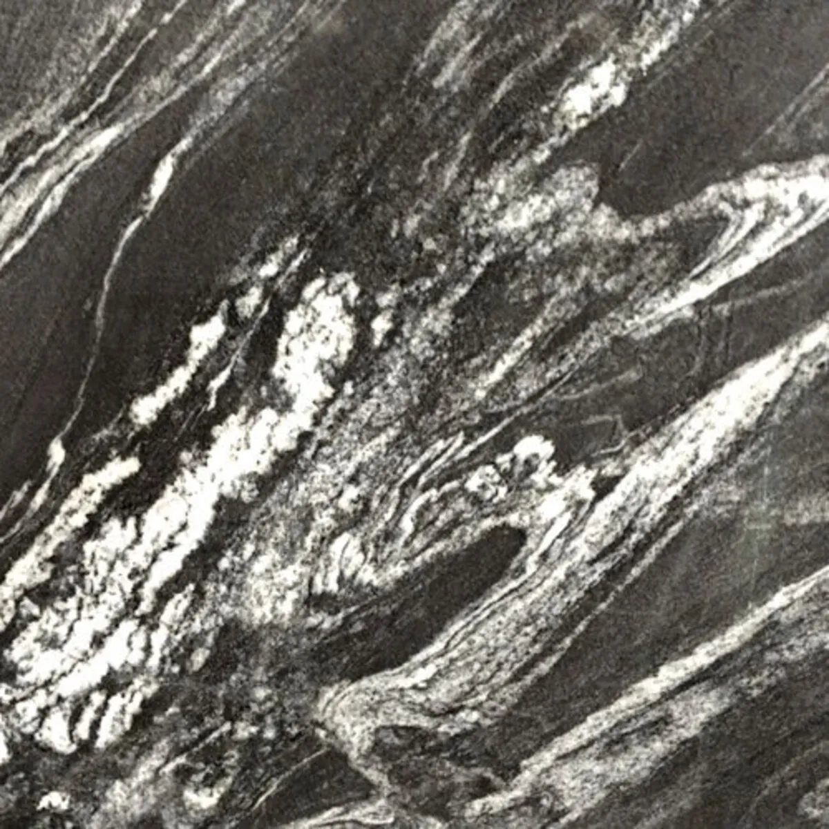 Closeup image of Nero Argento Black Granite countertop slab