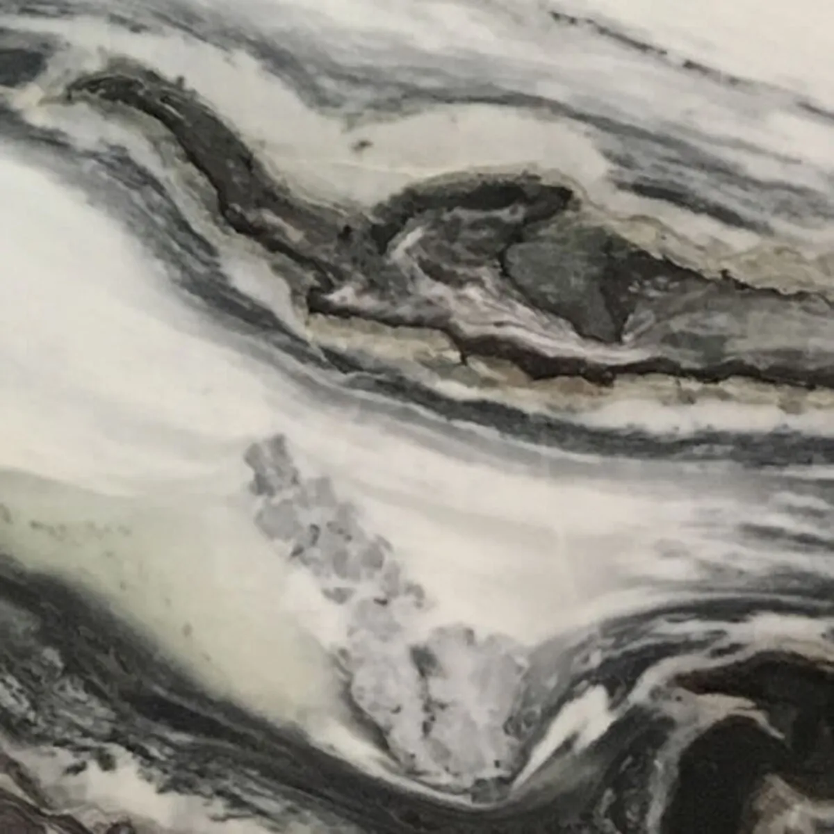 Closeup image of Panda White White Marble countertop slab