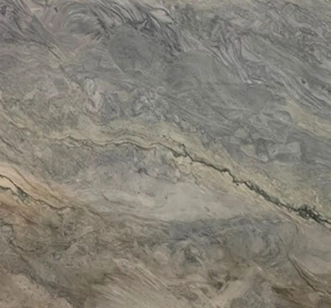 Closeup image of Ocean Pearl Grey Quartzite countertop slab