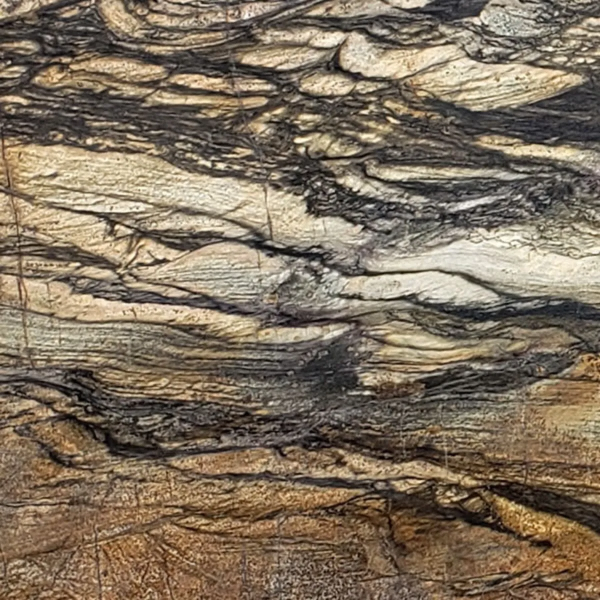 Closeup image of Sandalus Brown Granite countertop slab