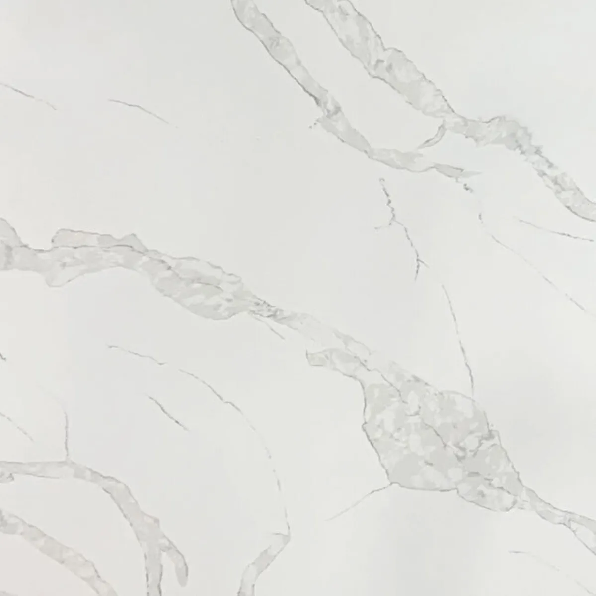 Closeup image of Aggranite Quartz Statuary Supreme White Quartz countertop slab