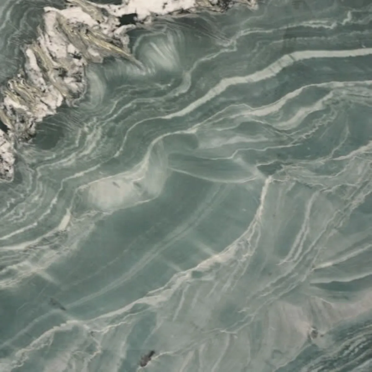 Closeup image of Verde Maestro Green Quartzite countertop slab