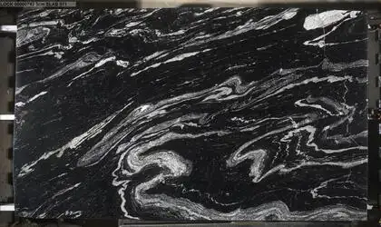 Closeup image of Black Storm 1st Choice Black Granite countertop slab