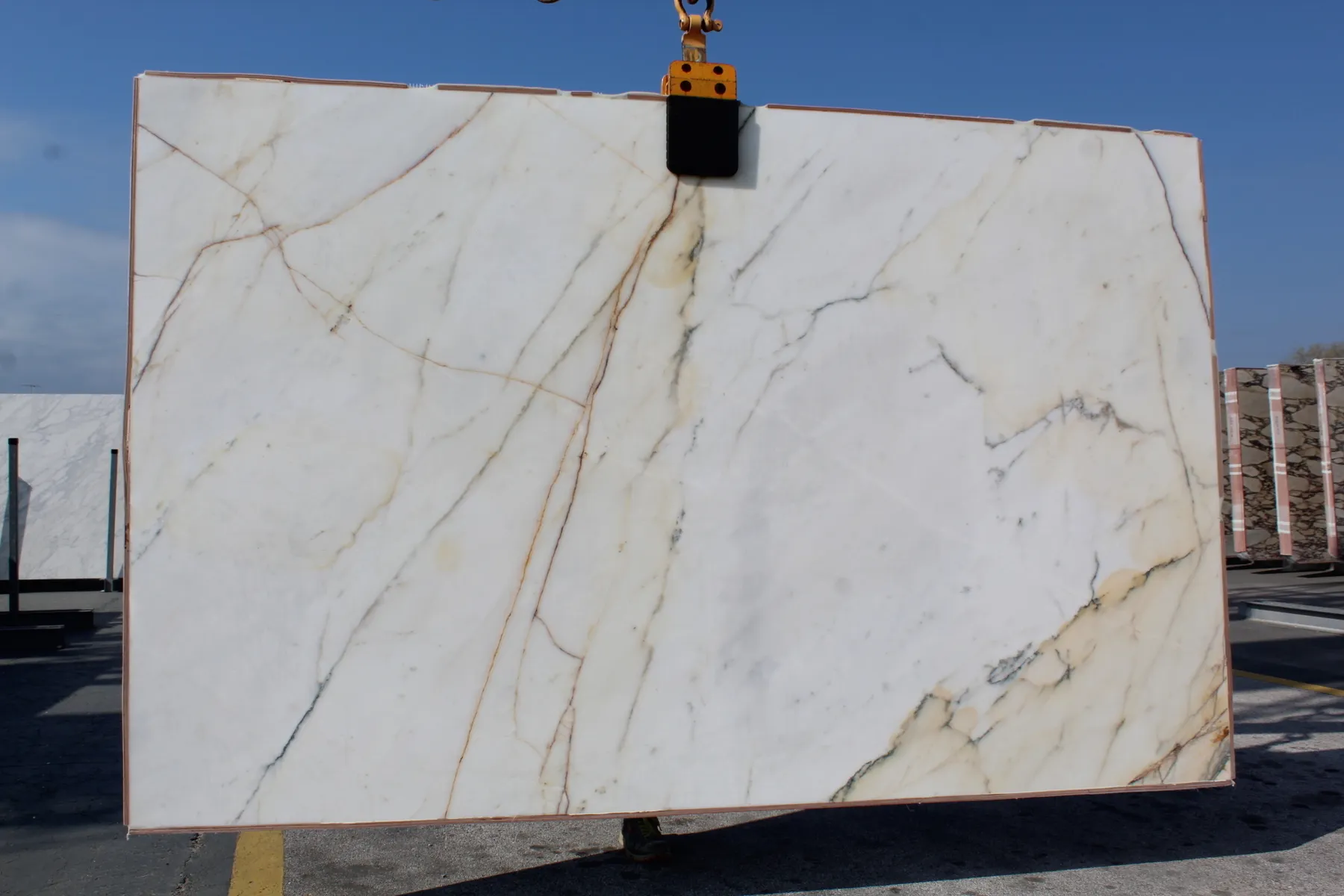 Closeup image of Calacatta Paonazzo White Marble countertop slab