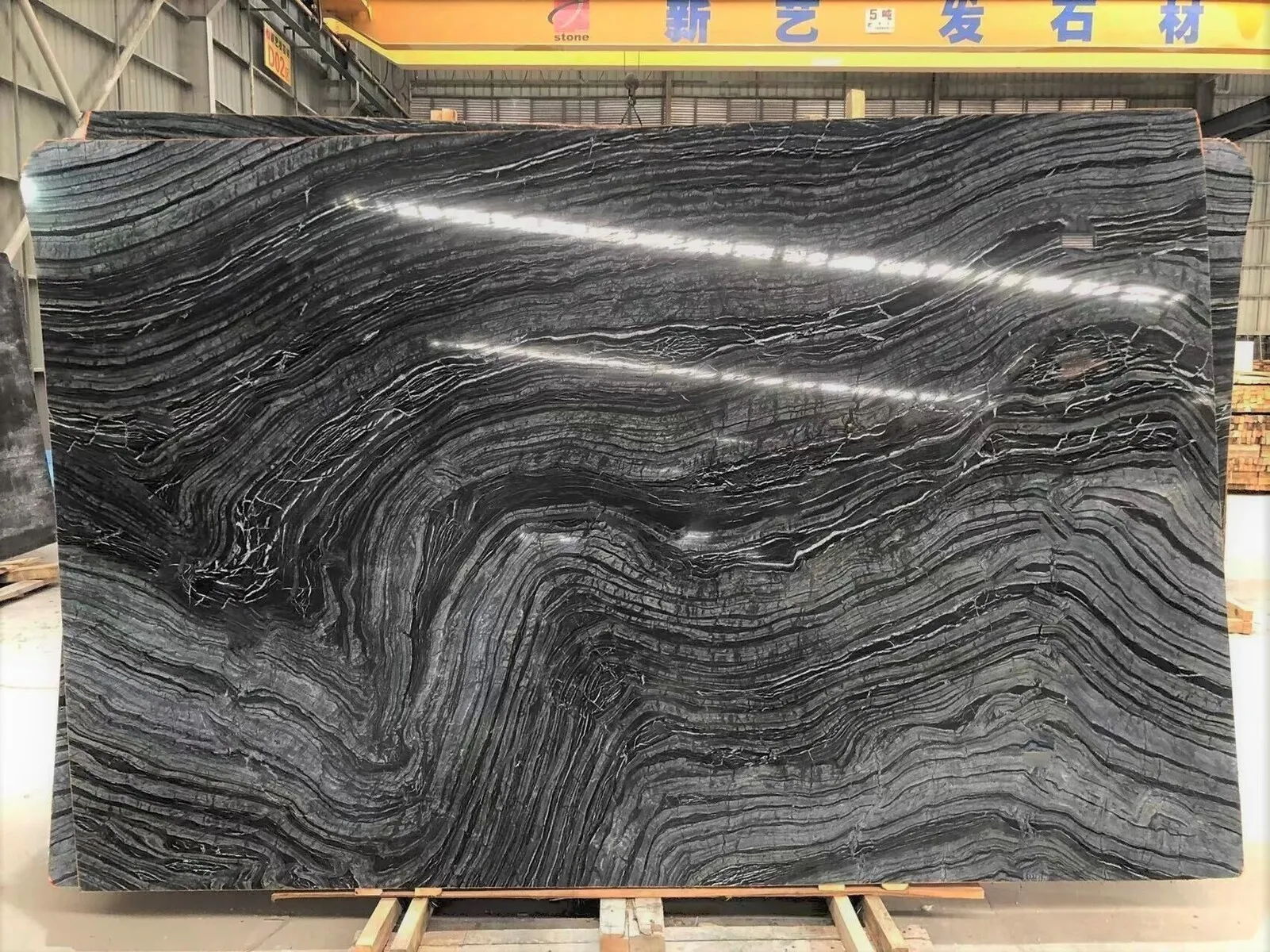 Closeup image of Kenya Black Black Marble countertop slab