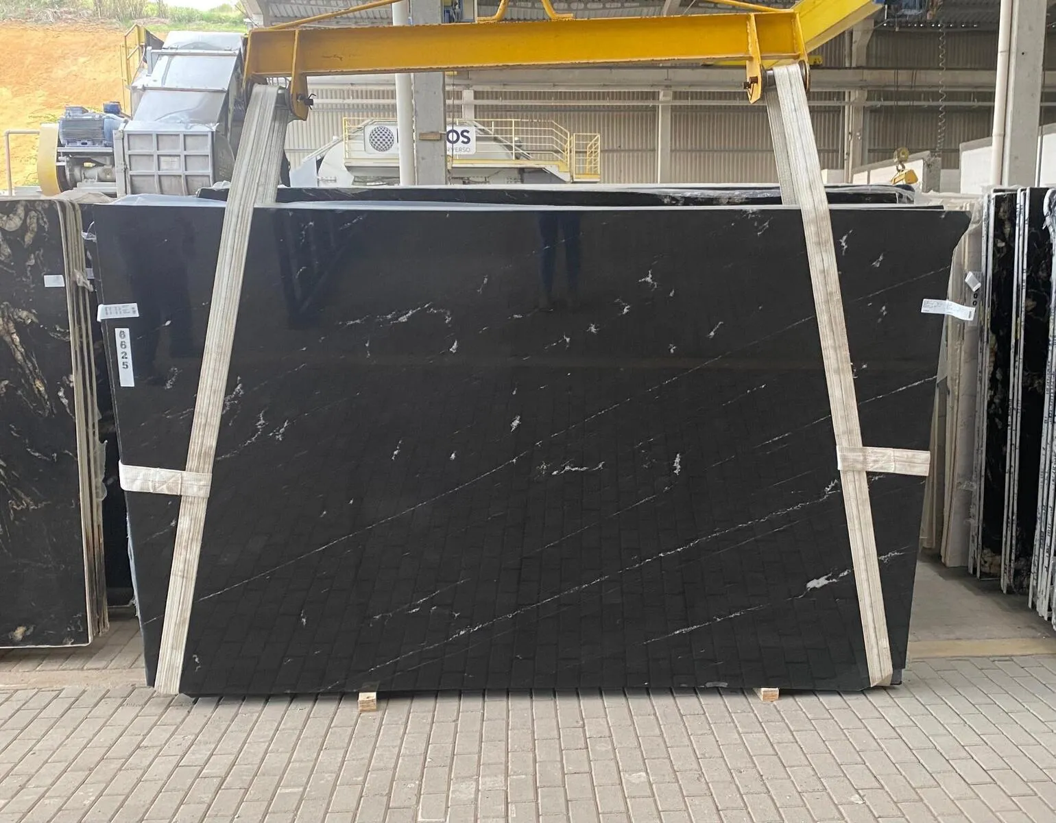Closeup image of Via Lactea Black Granite countertop slab