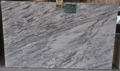 Closeup image of Glacier White 1st Choice Grey Granite countertop slab