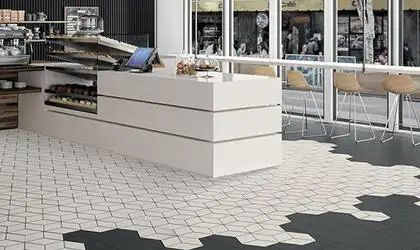 Image of installed ONE Quartz Surfaces Jasmine White White Quartz countertops