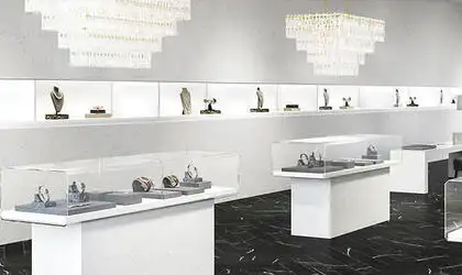 Image of installed ONE Quartz Surfaces Golden Gate White Quartz countertops