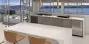 Image of installed ONE Quartz Surfaces Telluride White Quartz countertops