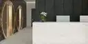 Image of installed ONE Quartz Surfaces Telluride White Quartz countertops