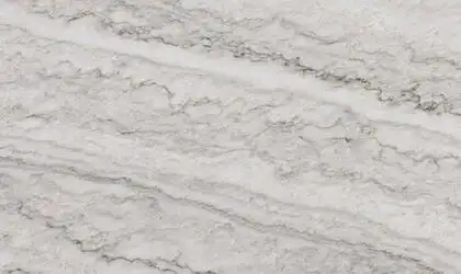 Image of installed White Pearl White Quartzite countertops