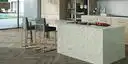 Image of installed ONE Quartz Surfaces Arches White Quartz countertops