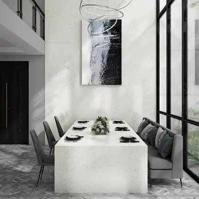 Image of installed ONE Quartz Surfaces Arches White Quartz countertops