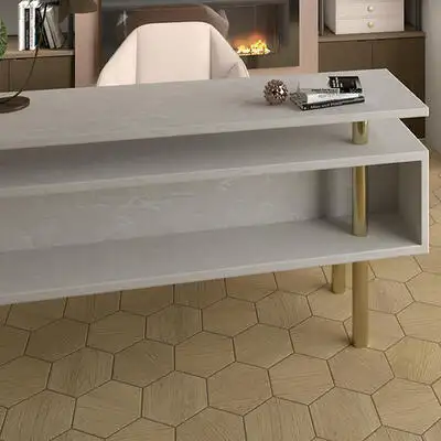 Image of installed ONE Quartz Surfaces Argos Cream Quartz countertops