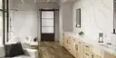 Image of installed ONE Quartz Surfaces Statuary Glory Cream Quartz countertops