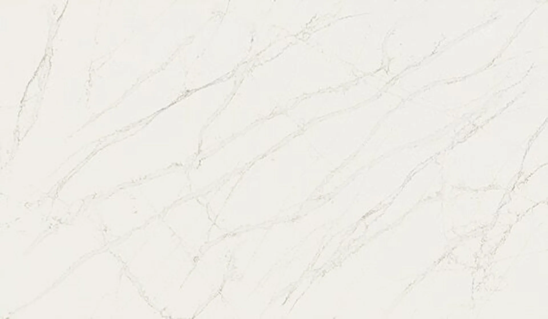 Closeup image of ONE Quartz Surfaces Calacatta Cathedral White Quartz countertop slab