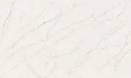 Closeup image of ONE Quartz Surfaces Calacatta Cathedral White Quartz countertop slab Stone Countertop