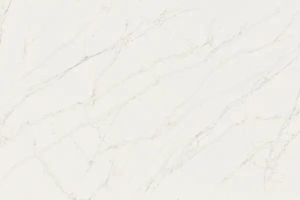 Image of installed ONE Quartz Surfaces Calacatta Cathedral White Quartz countertops
