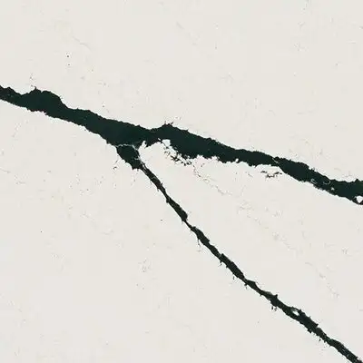Closeup image of ONE Quartz Surfaces Calacatta Bolt White Quartz countertop slab